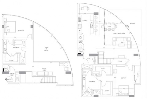Floor plan for 2 beds, 2.5 baths, 2936 sqft